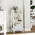 UTEX 3-Tier Ladder Shelf, Bathroom Shelf Freestanding, 3-Shelf Spacesaver Open Wood Shelving Unit, Ladder Shelf (White)