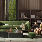 15" Mushroom Footstool Ottoman, Moss Green Fleeced Teddy