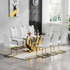 HomVent 70'' Rectangular Glass Dining Table Set Glass Dining Room Table Set for Kitchen, Kitchen Table and Chairs for 8 Table with Chairs Home Furniture