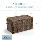 Click365 Wicker Storage Trunk with Lid, 33 Inch Extra Large Woven Storage Chest with Handles and Safety Hinges, Farmhouse Blanket Basket for Bedroom, Living Room or Entryway, Rustic Brown