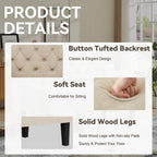 Settee Bench with Back Small Loveseat for Dining Room Living Room Entryway Modern Upholstered Banquette Button Tufted Mini Couch with Wood Legs Cream