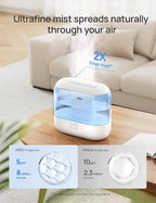 Dreo Humidifiers for Bedroom, Top Fill 4L Smart Cool Mist Humidifier with Oil Diffuser, Cartridge, Nightlight, 36H Runtime, Quiet Ultrasonic Humidifiers for Home, Baby Nursery, Plants, Office, HM311S
