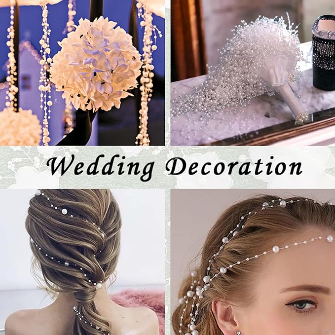 50 PCS Artificial Pearl String Beads - 10+5mm Black Floating Beads for Centerpieces, Vase Fillers, Wedding, Birthday Party, and Candle Decor