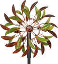 Metal Garden Wind Spinners Outdoor, 360 Degrees Kinetic Yard Windmills Garden Decor for Outside, Wind Sculptures & Spinners for Lawn Patio Ornaments(Brown+Green)