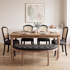 chairus 55" Button Tufted Semi-Circle Dining Bench Linen Halfmoon Entryway Bench Comfy Upholstered Bench Seat for Bay Window/Bedroom End of Bed/Living Room/Indoor, Charcoal Black