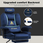 Symino Gaming Chair with Footrest, Up/Down Armrests, Suede Fabric Ergonomic Office Chair, 150° Recline Computer Chair for Desk, Darkblue