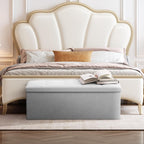Storage Ottoman Bench, 43 Inch Ottoman Foot Rest, End of Bed Bench, Storage Chest for Living Room, Bedroom, Entryway, Light Gray