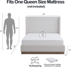 53.1" Extra-Tall Wingback Bed Frame - Luxury Cream White Boucle Upholstered Platform Bed with Gray Oak Wood Base, Heavy Duty 1000lbs, No Box Spring Needed, Noise-Free (Queen)