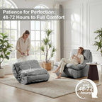 Comfy Reading Chair for Adults, Modular Sectional Sofa Bean Bag Chair, Cloud Couch Style with High Rebound Foam, Single Seat Compressible Sofa for Living Room & Bedroom, Grey