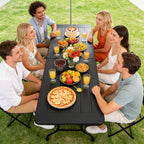 Portable Folding Table, Heavy Duty Plastic Event Picnic Table Indoor Outdoor Camping, 4FT with Handle Lock for Banquet, Black
