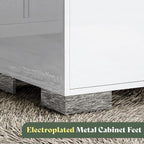 AMERLIFE Modern Nightstand, 23.6" End Table with 2 Drawers, White | Bedside Table for Bedroom, High Gloss UV Finish, Electroplated Pull Handle & Legs