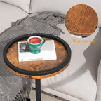 Small Side Table, Drink Table, Height Adjustable Round End Table, Pedestal Side Table for Small Spaces in Living Room, Bedroom, Brown