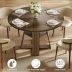 47.2" Round Dining Table for 4-6, Circle Kitchen Table with Open Storage Shelf, Farmhouse Dinner Table with Cross Pedestal Base for Dining Room, Kitchen, Living Room, Walnut