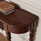 Solid Wood Console Table with Drawer – Dark Walnut Entryway Table with Scalloped Edge and Straight Legs, Narrow Accent Sofa Table for Living Room or Hallway(Dark Walnut)