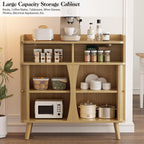 Decofy 39" Buffet Sideboard Cabinet, Mid Century Modern Console Cabinet with Roller Shutter Sliding Doors & Adjustable Shelves for Kitchen Cabinets, Living Room, Entryway, Coffee Bar Cabinet (Oak)