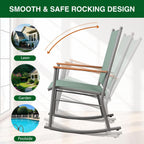 Shintenchi 2 Pcs Outdoor Rocking Chairs Set,Upgraded High Back Patio Rocking Chairs Set,Breathable Textilene Fabric Rocking Chair for Porch,Patio,Garden,Balcony(Green)
