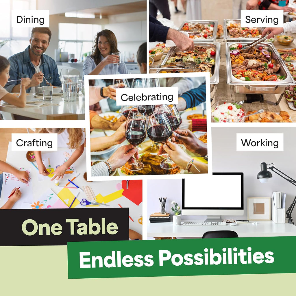 EconoHome Black 6ft Folding Table with Handle | Heavy-Duty Foldable Table | Portable Table for Indoor & Outdoor Use | Perfect for Events, Camping, Parties, Dining & More
