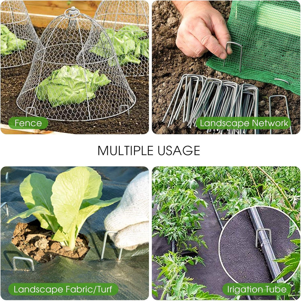 6 Inch Galvanized Garden Landscape Staples Stakes 25 50 100 PCS Anti-Rust Garden Staples U-Shaped Landscape Pins for Secure Lawn Fabric (25, 6 Inch)