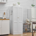 Metal Pantry Cabinet, Freestanding Kitchen Storage Cabinet with Doors and 4 Adjustable Shelves, Narrow Tall Food Pantry for Dining Room, Laundry Room,61-Inch White