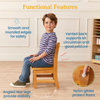 ECR4Kids 30in D Round Hardwood Table with 20in Legs and Two 10in Chairs, Kids Furniture, Honey, 3-Piece | Durable rubberwood, GREENGUARD Gold Certified, ANSI/BIFMA Compliant, 2-4 years, 74 lb seat capacity, classroom & home use