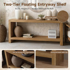 LUMISOL 63-Inch Farmhouse Console Table with Shelf, Light Brown | 2-Tier Rustic Entryway Table with Wood Veneer, Vintage Sofa Table for Behind Couch, for Living Room, for Hallway