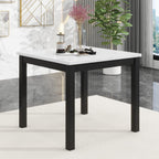 Merax Dining Table Set, 5 Piece Counter Height Dining Table Set with Faux Marble Dining Table and 4 Upholstered-Seat Chairs, Dining Room Table Set for Kitchen/Living Room, Black