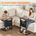 Giikin TV Tray Table, 23.6" Extra Large Side Table, Adjustable Height TV Trays for Eating on Couch, 90° Tilt Angle Foldable C-Shaped End Table with Storage for Small Spaces Sofa Bed Dinner