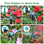 TRJZWA 150FT Drip Irrigation System Kit with 2 Zone Water Timer for Garden