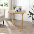 eHemco Hardwood Folding TV Tray Tables, 25.5 Inches, Set of 2 | Oversized, Natural, For Eating