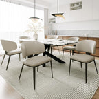Dining Chairs Modern High Backrest Comfortable, Fashion Upholstered Kitchen Chair Armless Dinner Chair with Metal Legs for All Rooms (Light Grey, Set of 6)
