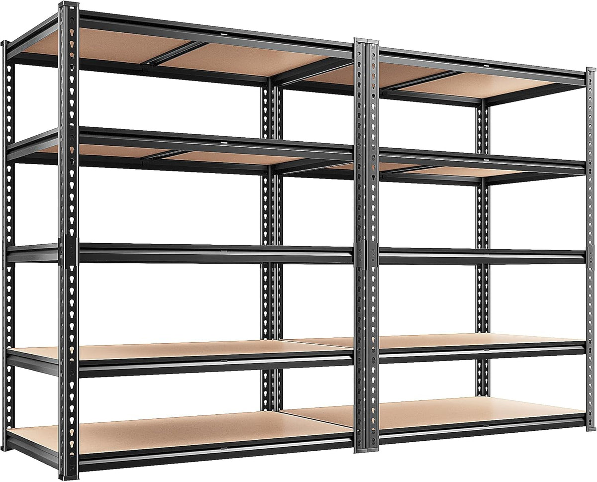 REIBII 2400LBS Garage Shelving 5 Tier Storage Shelves Heavy Duty, Adjustable Metal Shelving Unit,Garage Shelves for Basement,Warehouse,Pantry,Closet,Kitchen 72" H x 35.55" W x 16" D,2 Pack | Heavy Duty