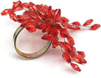 Christmas Napkin Rings Set of 6 for Dining Table Decoration Parties Everyday Metal Napkin Holder Leaf Red (Pack of 6)