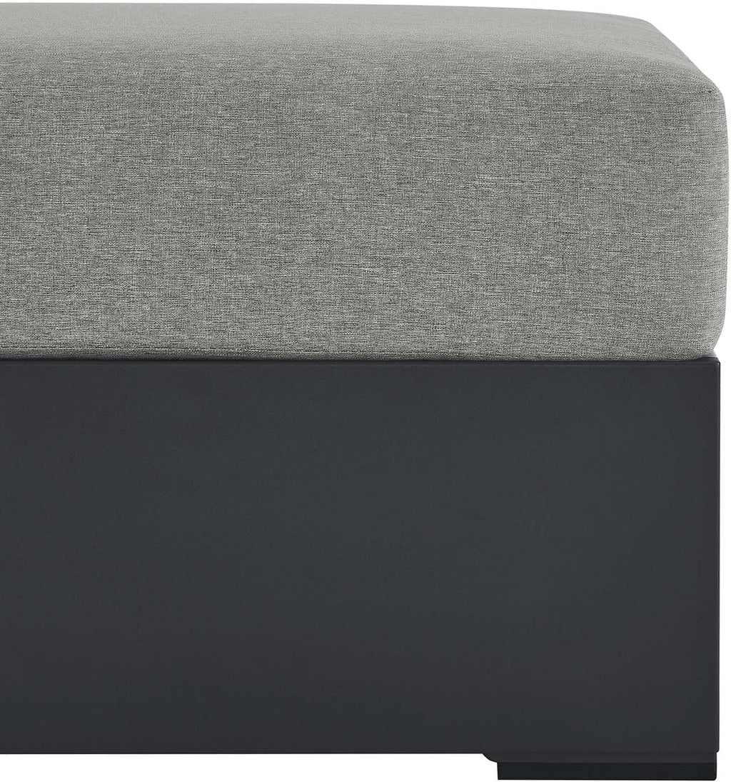 Modway Tahoe Aluminum Ottoman Gray with Weather-Resistant Cushion-Ideal as Outdoor Footstool, Patio or Sunroom Furniture