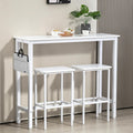 Finnhomy 47" Industrial Bar Table Set with 2 Stools - Counter Height Dining & Pub Table for Small Spaces, Kitchen, Apartment, Breakfast Nook - Metal & Wood, Space-Saving Furniture - White