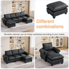 31.5" Faux Leather Large Square Ottoman, Oversized Upholstered Footrest for Living Room, Bedroom, Entryway, Black
