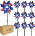 10 PCS Reflective Pinwheels for Yard and Garden Bird Devices Pre-Installed Sparkly Wind Spinner Deterrent to Scare Birds Away from Yard Patio Farm (Red&White&Blue)