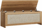 51.2" Storage Chest Extra Large,Storage Bench with 2 Safety Hinges,Wooden Shoe Bench,51.2x15.7x18.3 Inch,Easy Assembly,Storage Bench for Bedroom,Living Room,entryway(Cherry Brown)