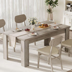 CABIHOME 63" Rectangular Dining Table for 4-6, Farmhouse Large Kitchen Table, Sturdy Frame, 4 Triangular Stable Legs, Thickened Tabletop, Ideal for Apartment, Dining Room, Small Space, Retro Gray