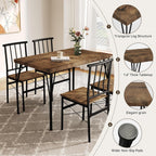 Dining Table Set for 4 with 1.6" Thick Tabletop, 5-Piece Kitchen Table Set, Space-Saving Rectangular Dining Room Kitchen Table Chair Set for Small Space,Dinette,Apartment,Rustic Brown
