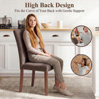 Farmhouse Dining Chairs Set of 6, High Back with Wooden Legs and Nailhead Trim, Modern Fabric Dining Room Chair for Kitchen/Restaurant