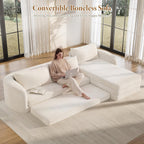 Vesgantti 6 in 1 Convertible Folding Sleeper Sofa Bed, No Assembly, Beige | 110.2" L Shaped Modular Sectional Sofa, Curved Armrest, Deep Seat Couches for Living Room, Chenille, Right Facing