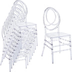 Clear Dining Chairs Set of 20, Stackable Plastic Kitchen Dining Room Chair, Modern Acrylic Ghost Chair, Crystal Chiavari Chairs High Back for Wedding Banquet Party Event Indoor(Oval)