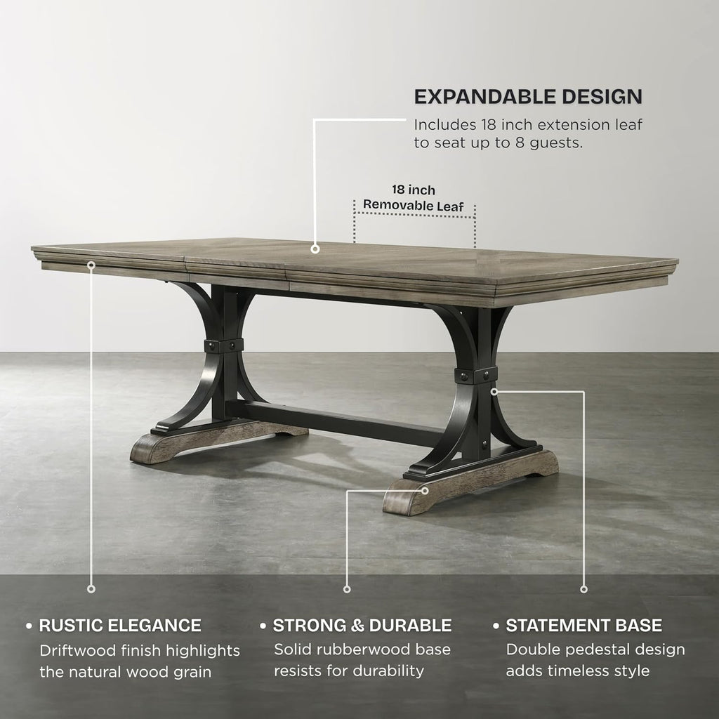 Roundhill Furniture Birmingham Dining Set, One Size, Driftwood Finish