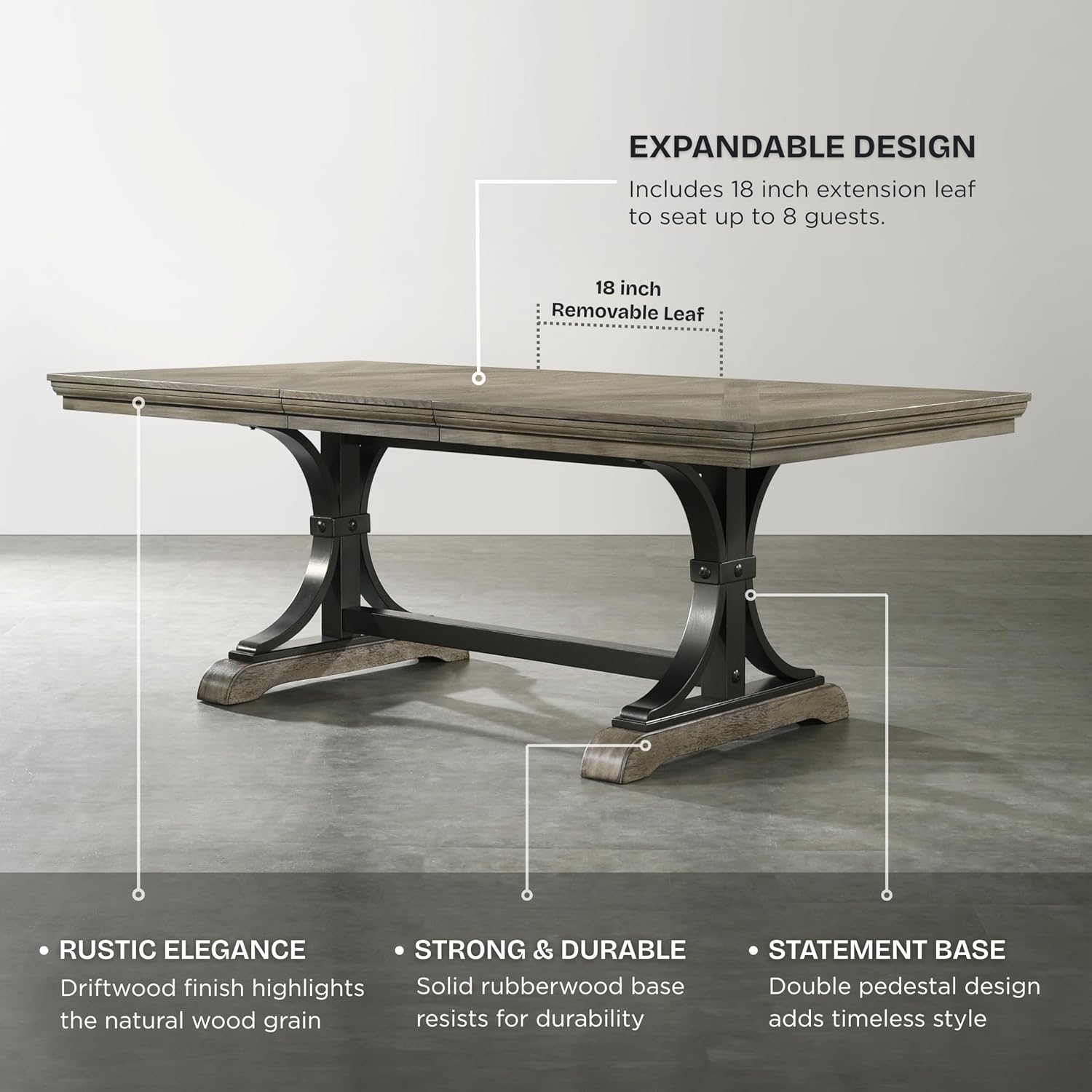 Roundhill Furniture Birmingham Dining Set, One Size, Driftwood Finish