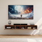 POVISON Fully Assembled Floating TV Stand with LED Lights, Modern Wall-Mounted Media Console with 3 Flip-Down Cabinet Doors, Floating Entertainment Center for 75 Inch TV