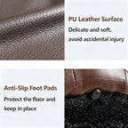 YDcosyfy 25 Inches Large Round Storage Ottoman, Modern Upholstered Ottoman Coffee Table, Wooden Top, Faxu Leather Surface, for Living Room, Bedroom, Classic Tufting, Brown