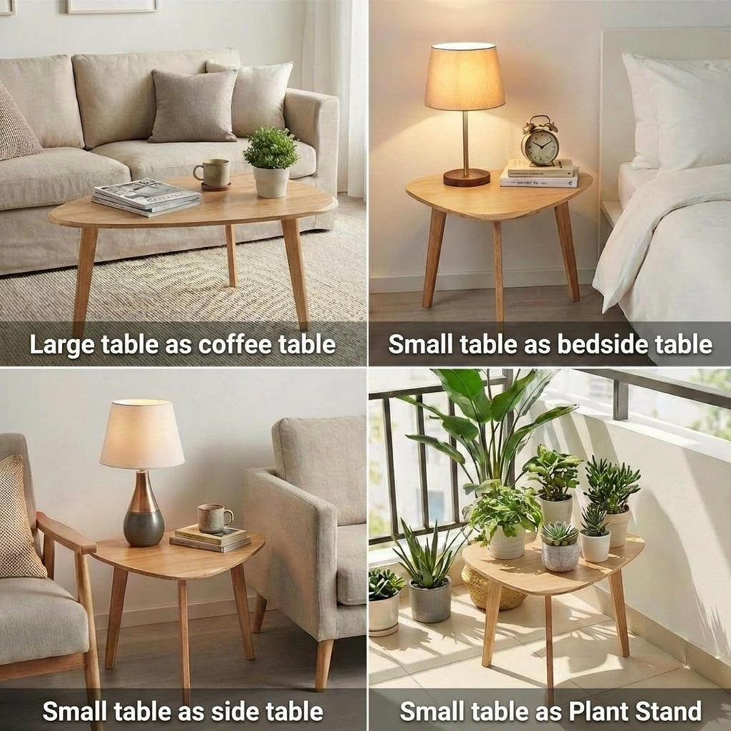 Nesting Coffee Table Set of 2-Mid Century Modern Coffee Table | Guitar Pick Stacking Tables with Solid Wood Legs,Small Coffee Tables for Small spaces,Living Room,Balcony