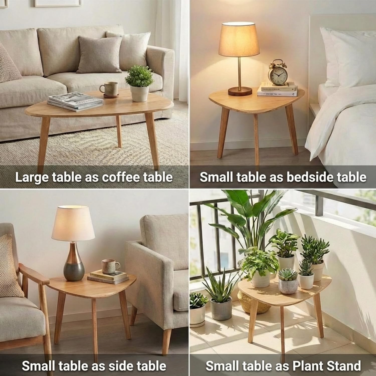 Nesting Coffee Table Set of 2-Mid Century Modern Coffee Table | Guitar Pick Stacking Tables with Solid Wood Legs,Small Coffee Tables for Small spaces,Living Room,Balcony