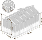 6x12 FT Greenhouse Kit for Outdoor, Thickened Polycarbonate Panel Wooden Walk-in Green House with Lockable Door and Adjustable Roof Vent, Backyard Garden, Black