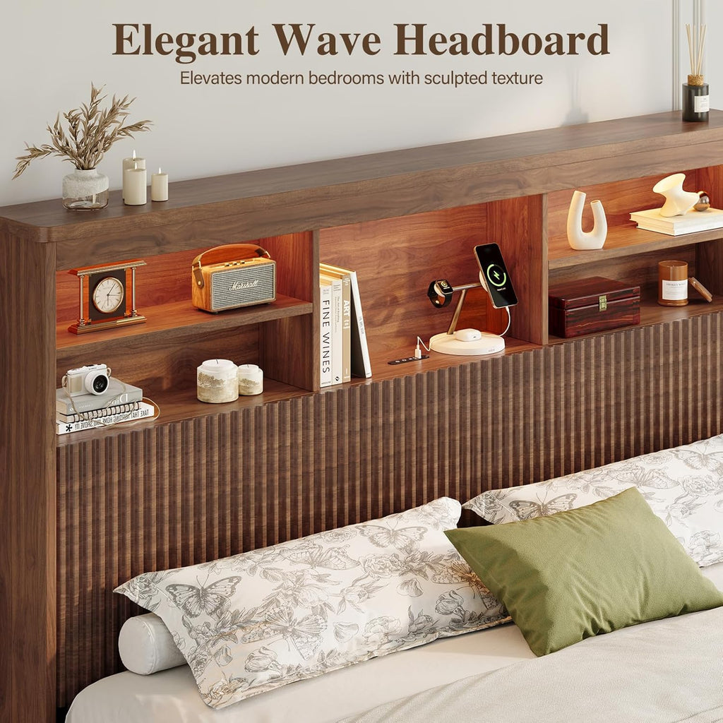 Queen Size Bed Frame with 4 Storage Drawers